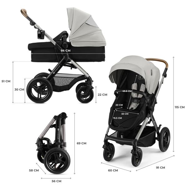 KINDERKRAFT Kočárek kombinovaný 3v1 Moov 2 XL Air Grey (obrázek 9)