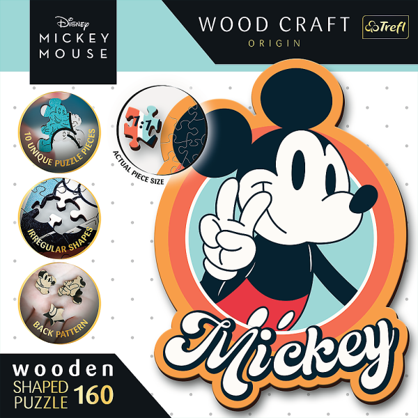 Trefl Dřevěné puzzle 160 dílků - Retro Mickey Mouse / Disney Mickey Mouse and Friends (obrázek 3)