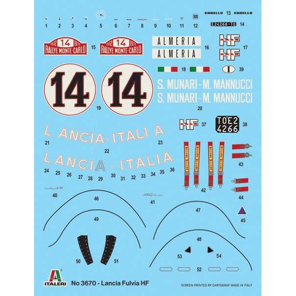 Model Kit auto 3670 - Lancia Fulvia HF (1:24) (obrázek 3)