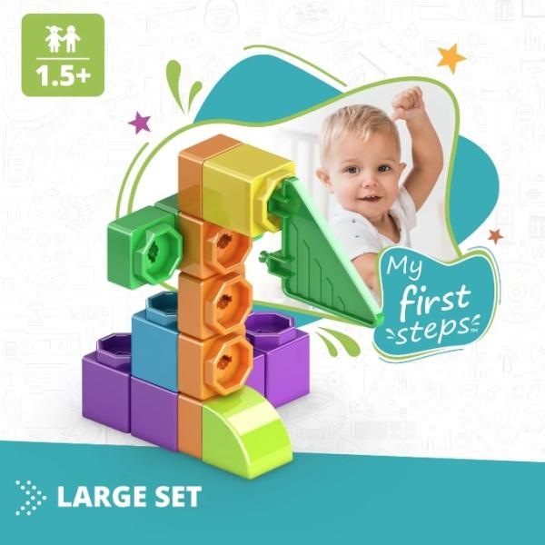 Engino BABY QBOIDZ – Moje první kroky – velký set (v plastové vaničce)