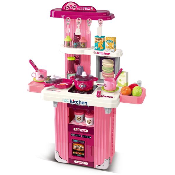 2v1 Kufr a kuchyňa s příslušenstvím - růžová