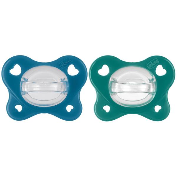 CHICCO Cumlík Physio Dual Soft silikónový chlapec 16-36m, 2 ks