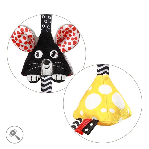 BABYONO Hračka závěsná kontrastní na C kroužku Mouse 0 m+ (obrázek 5)
