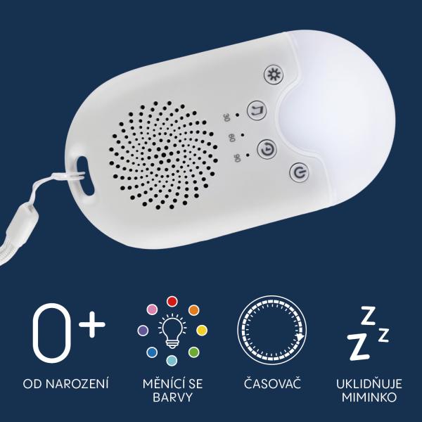 Přenosný připínací modul se světlem LED, bílým šumem a zvuky, White (obrázek 3)