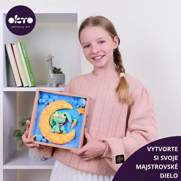OKTO Modelování Malý svět v rámečku motiv "Zajíček na měsíci" 21x21 cm (obrázek 5)