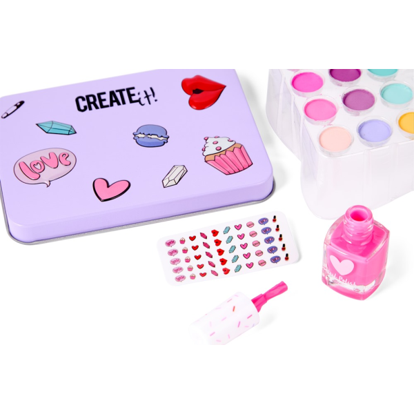 Sada oční stíny a lak na nehty plechová dóza