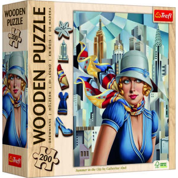 Trefl Dřevěné puzzle 200 - Léto ve městě
