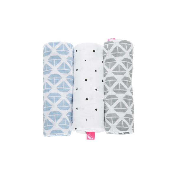 Plenka mušelínová 3ks Blue Boats 70x80cm