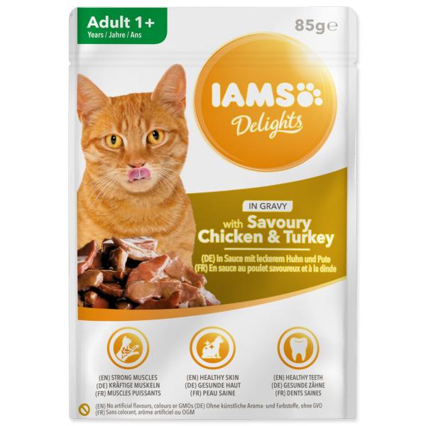 Kapsička IAMS kuře a krůtí v omáčce 85g