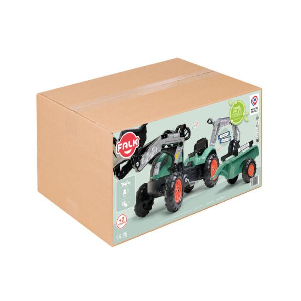 Falk Šlapací traktor Vintage 2054N se lžící, bagrem a přívěsem, zelený (obrázek 6)
