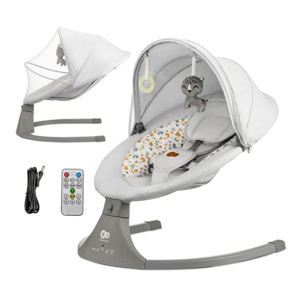 KINDERKRAFT Lehátko pohupující s melodií 2v1 Lumi, do 9 kg, Premium Light Grey