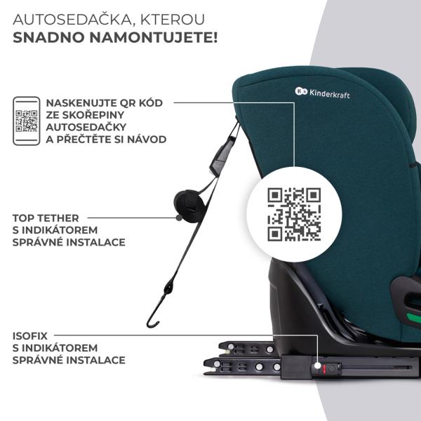 KINDERKRAFT Autosedačka Oneto3 i-Size 76-150cm + Isofix Cool grey (obrázek 4)