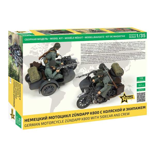 Model Kit military 3717 – Zuendapp K800 Motorcycle s postranním vozíkem (1:35)