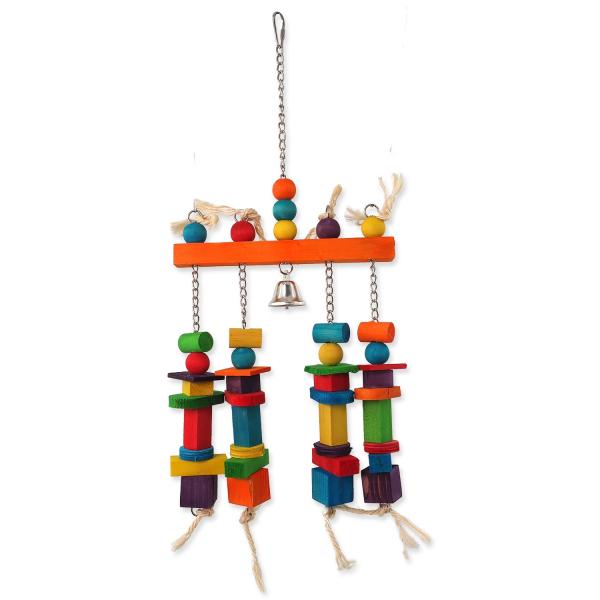 Hračka Bird Jewel závěsná s barevnými dvířky a zvonkem 55x20cm (obrázek 3)