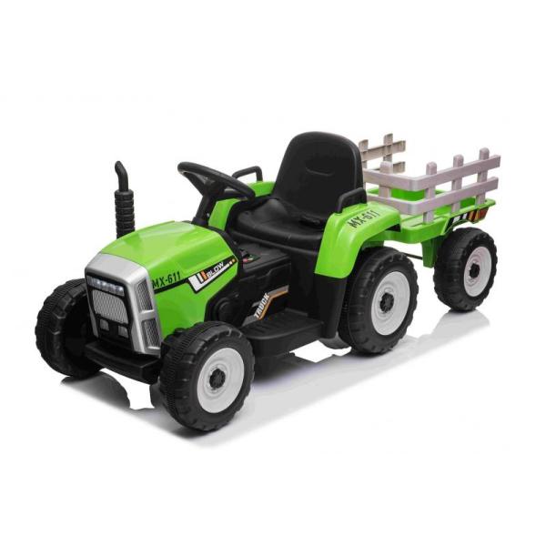 Elektrický Traktor Workers s vlečkou, zelený, Pohon zadních kol, 12V baterie (obrázek 4)