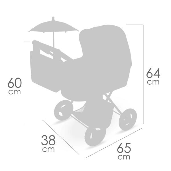 DeCuevas 85073 Skládací kočárek pro panenky se slunečníkem a taškou Capriccio 2025 - 60 cm (obrázek 9)