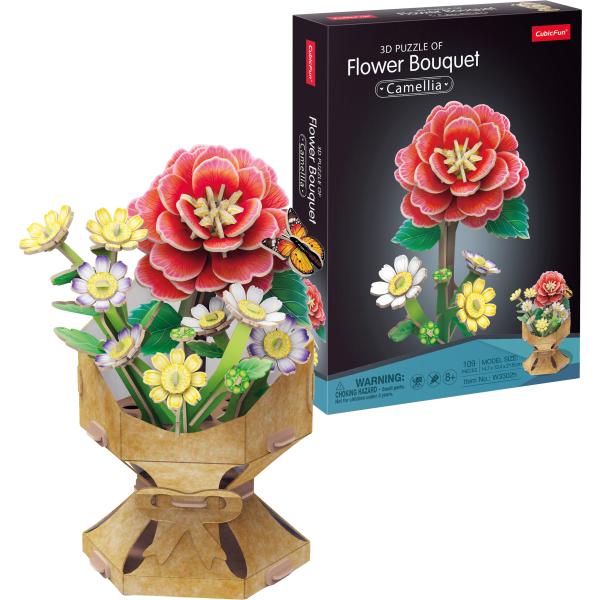 CubicFun - Puzzle 3D Kytica z kvetov kamélií 109 dielikov