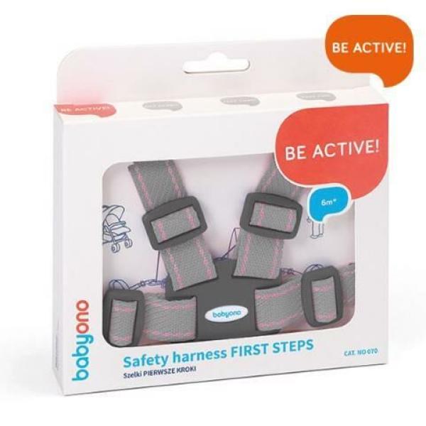 BABYONO Arnés para niños - gris-rosa 6 m+