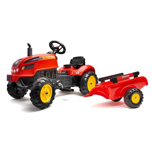 Falk Šliapací traktor 2046AB X-Tractor s vlečkou a otváracou kapotou - červený