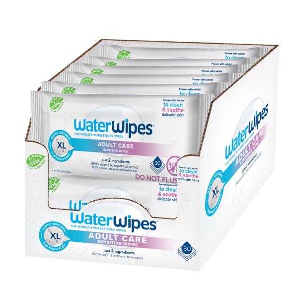 12x WATERWIPES Obrúsky vlhčené Adults bez obsahu plastov 30 ks ( 360 ks )