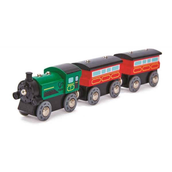 Hape Treno A Vapore In Legno - Locomotiva Giocattolo Stile Classico Con Movimento A Spinta E Giunti Magnetici Per Bambini Dai 3 Anni-image