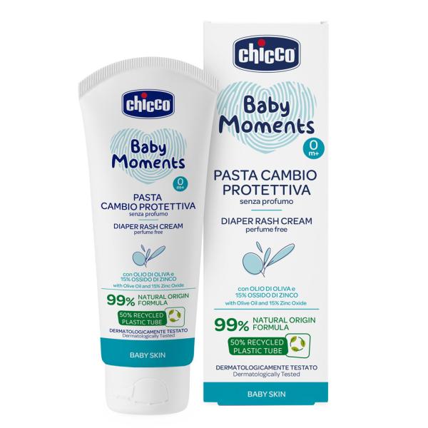 CHICCO Krém na detský zadeček Baby Moments bez parfému s 99% přírodních složek 100ml, 0m+ (obrázek 3)