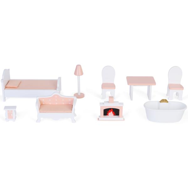 BABU – Dřevěný dům pro panenky Leia s 10 doplňky