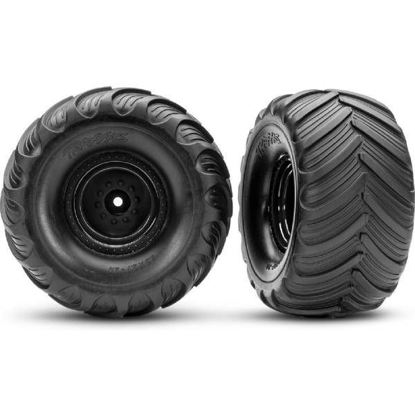 Traxxas kolo 2.0/3.0", disk černý offset 19mm, pneu Terra Groove (pár)