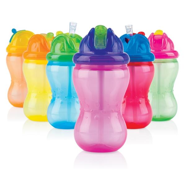 Taza antiderrame con pajita abatible suave y flujo regulable 360ml, 12m+