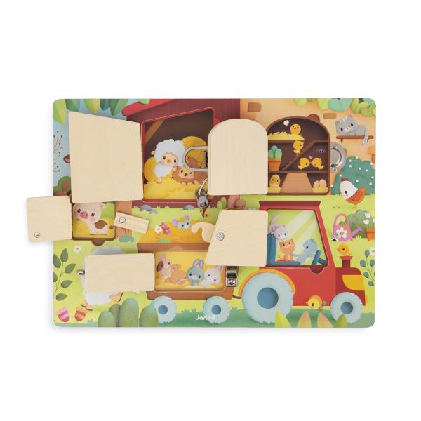 Janod Farma Drevená doska so zámkami