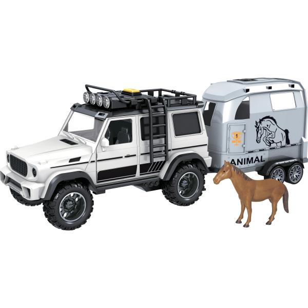 CITY SERVICE CAR - 1:14 - Veicolo fuoristrada con rimorchio e cavallo (con suoni e luci)