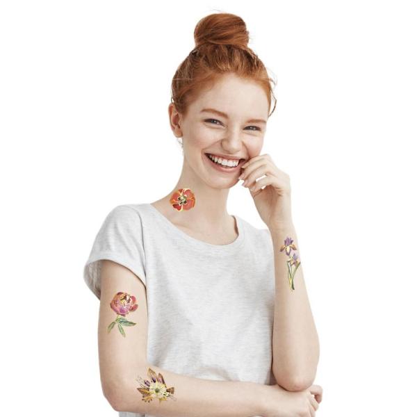 TATTonMe Metalické tetovačky pro ženy Kytice sada Gold