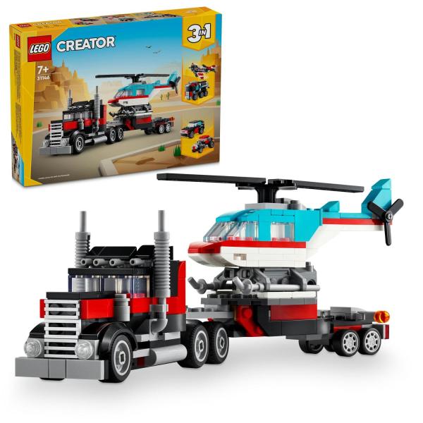 LEGO® Creator 3 v 1 31146 Nákladiak s plochou korbou a helikoptérou