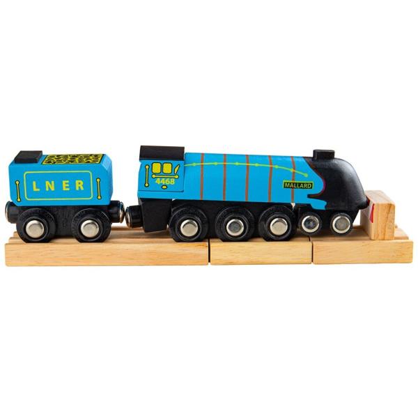 Bigjigs Rail Dřevěná replika lokomotivy Mallard + 3 koleje