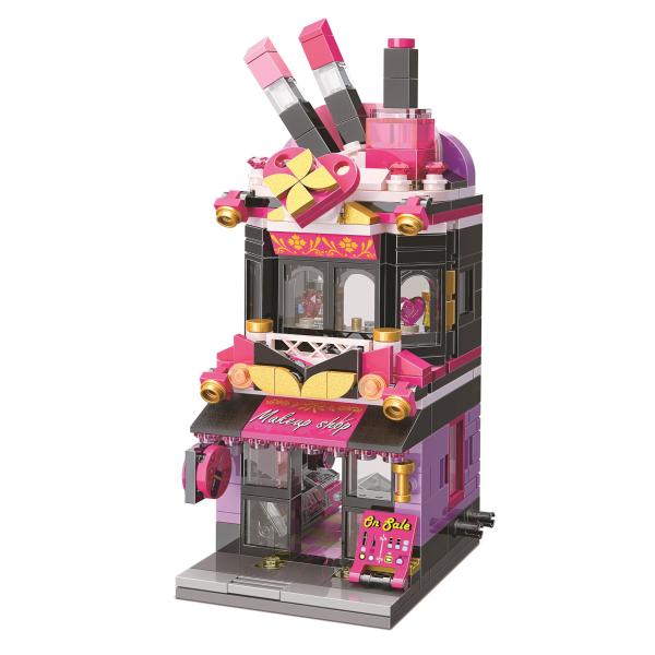 Qman Keeppley By C0103 City Trendy Cosmetics Store - Set Di Mattoncini Per Costruzione Di Casa E Strada-image