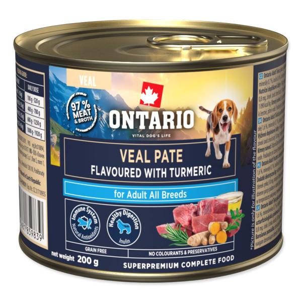 Konzerva Ontario Adult telecí paté s příchutí kurkumy 200g