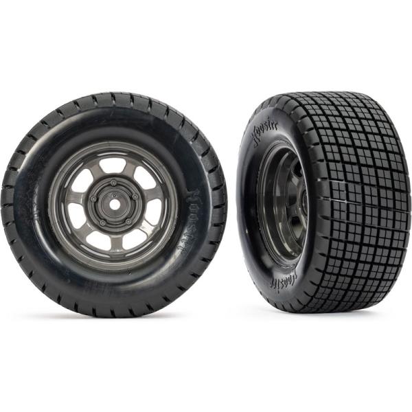 Traxxas rueda 2.2/3.0", llanta dirt oval grafito gris, neumático Hoosier (2) (2WD delantero)