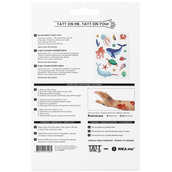 TATTonMe Voděodolné dočasné tetovačky pro děti Oceán mix