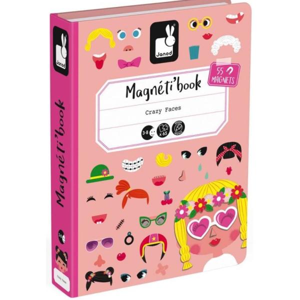 Janod Magnetibook Zábavné tváře dívky Magnetická kniha pro děti (obrázek 5)