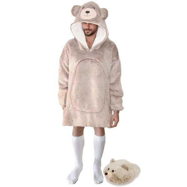 Cozy Noxxiez CH365 Medvěd – hřejivá televizní mikinová deka s kapucí pro teenag. a dosp.