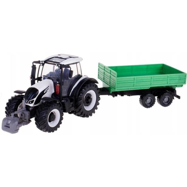 Bburago Farm 10cm Traktor s přívěsem - Valtra N174 - sklápěcí přívěs