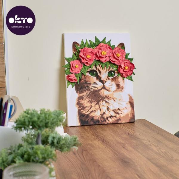 Okto Malba a 3D modelování obraz "Kočka s květinovou korunkou" 30x40 cm (obrázek 8)