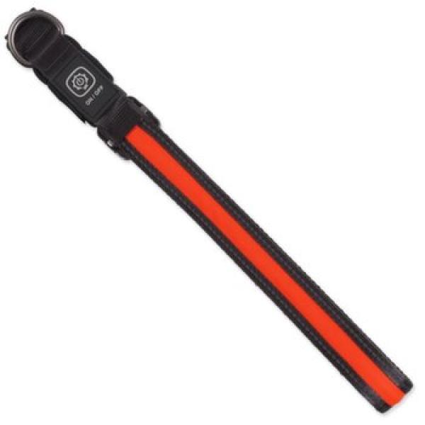 Obojek Dog Fantasy USB LED nylonový svítící M-L oranžový 2,5x45-65cm (obrázek 4)
