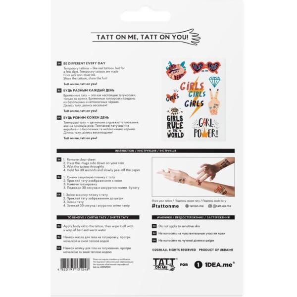TATTonMe Voděodolné dočasné tetovačky pro dívky Girls Power mix (obrázek 3)