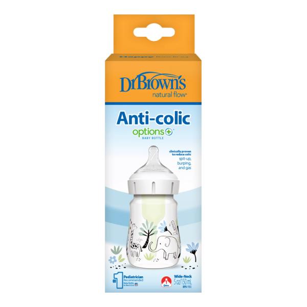 Dr. Brown’s Kojenecká láhev Džungle options+ Wide Neck 150 ml Anti-colic – 1 ks (WB51008-S