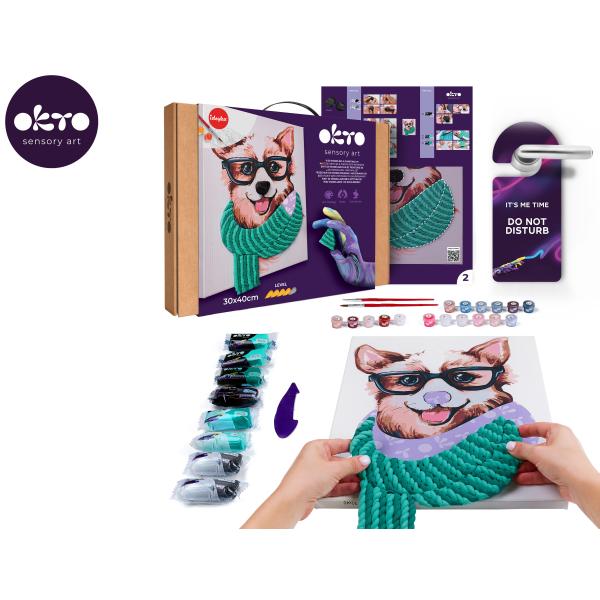 OKTO Malba a 3D modelování obraz „Fashion Corgi“ 30×40 cm