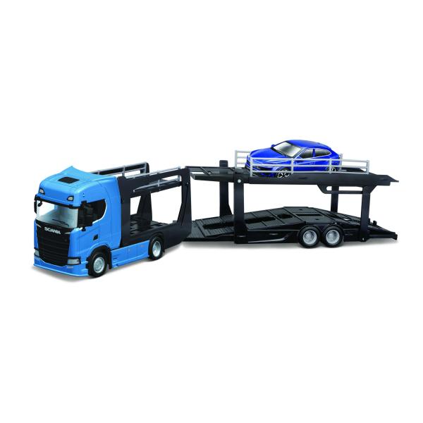 Bburago 1:43  Kamion Multicar Carrier Scania 770S Black + Lamborghini Urus