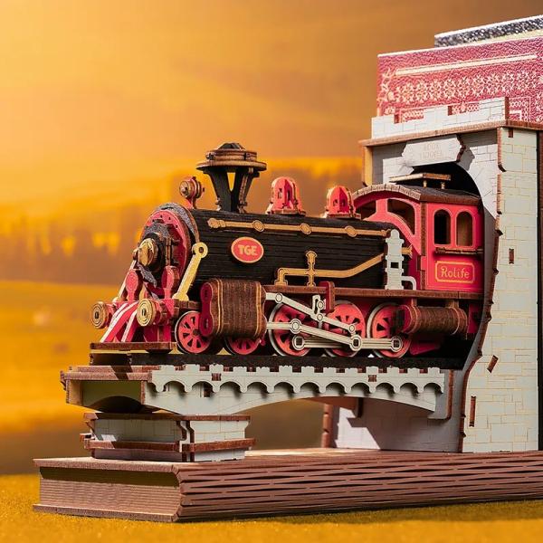 RoboTime 3D skládačka Zarážka na knihy Historický parní vlak (obrázek 5)