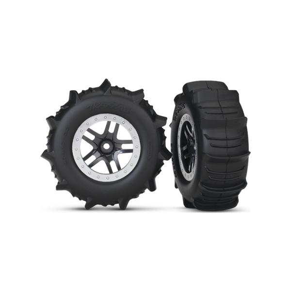 Traxxas kolo 2.2/3.0", disk SCT Split-Spoke saténový chrom, pneu Paddle (2)