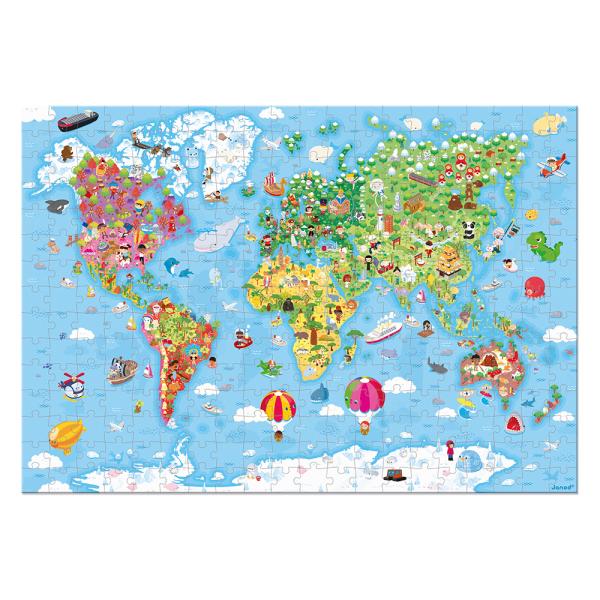 Janod Puzzle v kufříku Mapa světa 300 ks (obrázek 3)